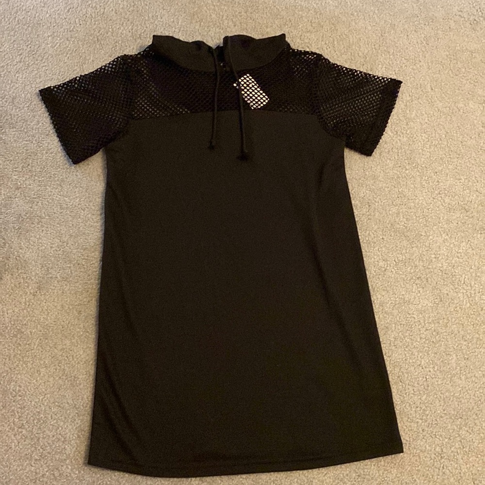 Windsor Black Net Interested Hooded Tunic